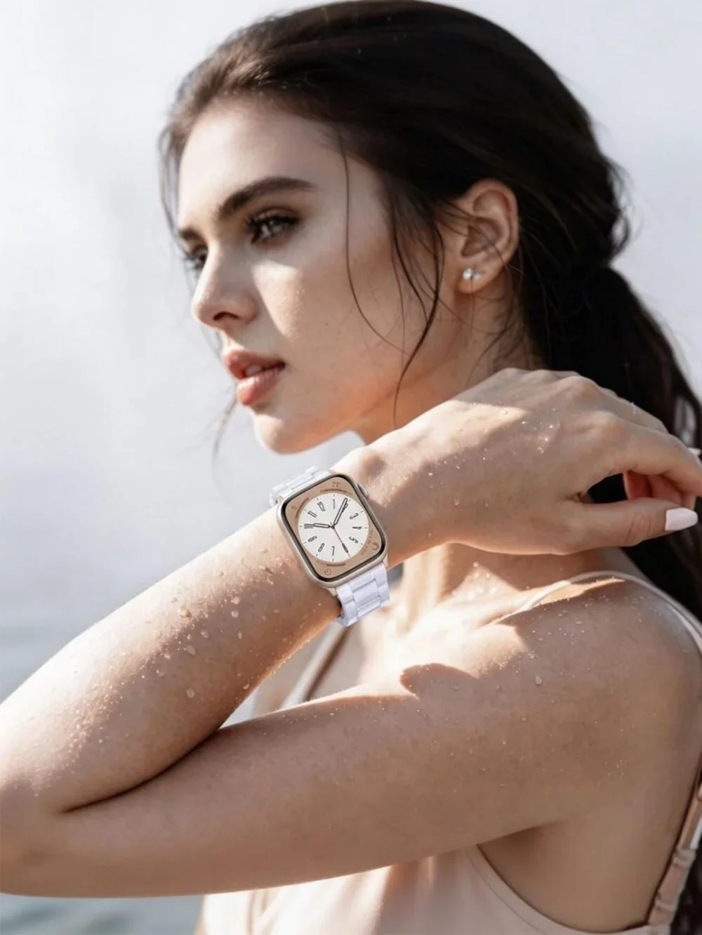 Stylish Resin Apple Watch Band for Series 1-11, Unisex, Pure White, 38-42mm